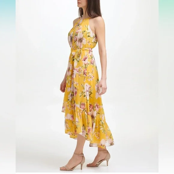 Vince Camuto Yellow Asymmetrical Ruffled Sundress - Picture 3 of 11
